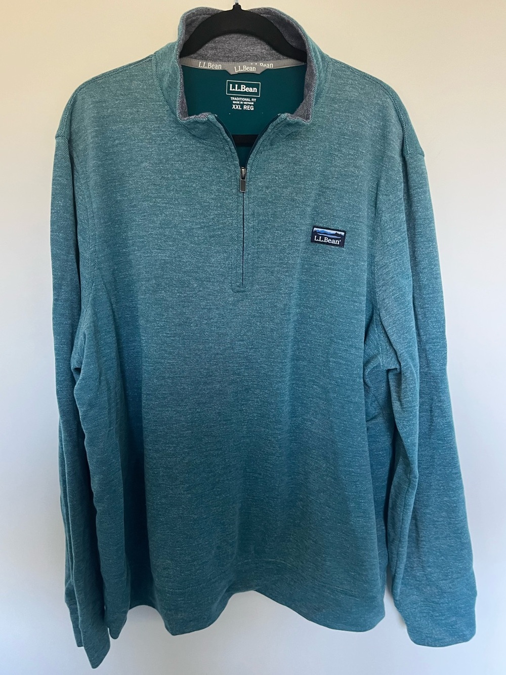 L.L. Bean Men's Heathered Teal Quarter-Zip Pullover